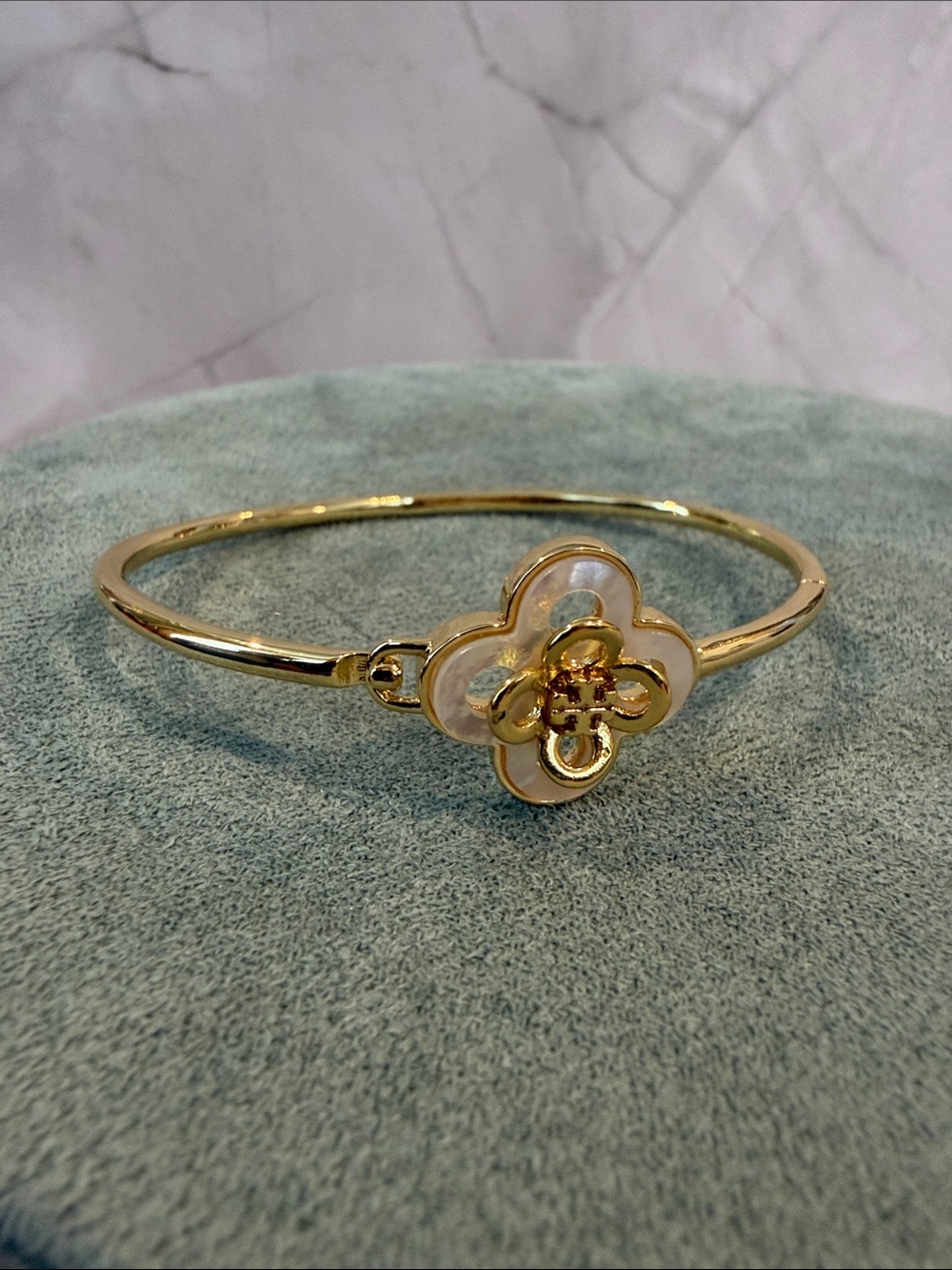 Tory Burch | Gold Plated Mother-of-Pearl Bangle Bracelet | Medium